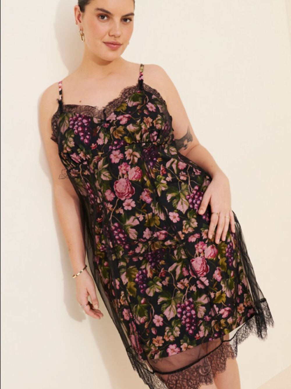 Anthropologie Maeve Fruit & Floral Dress NWT 1X Lace Trim Plus Size